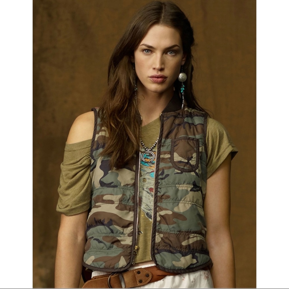 Ralph Lauren DENIM SUPPLY Vintage Bomber Usa Vest Camo Casual camouflage